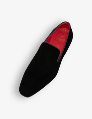 Shop Christian Louboutin Men's Black Dandyrocks Flat Velvet Loafers
