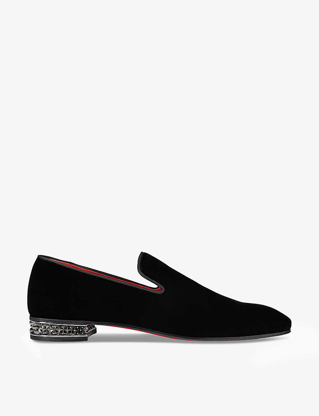 Shop Christian Louboutin Mens Black Dandyrocks Flat Velvet Loafers