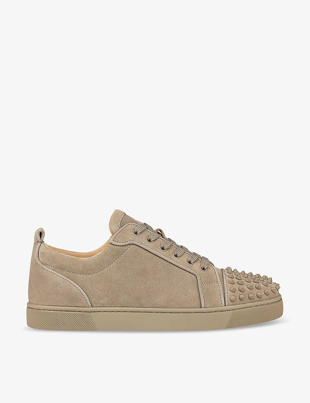 Shop Christian Louboutin Men's Louis Junior Spikes Orlato Leather Low-top Trainers In Saharienne