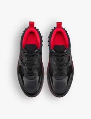 Shop Christian Louboutin Mens Black Men's Astroloubi Leather Low-top Trainers