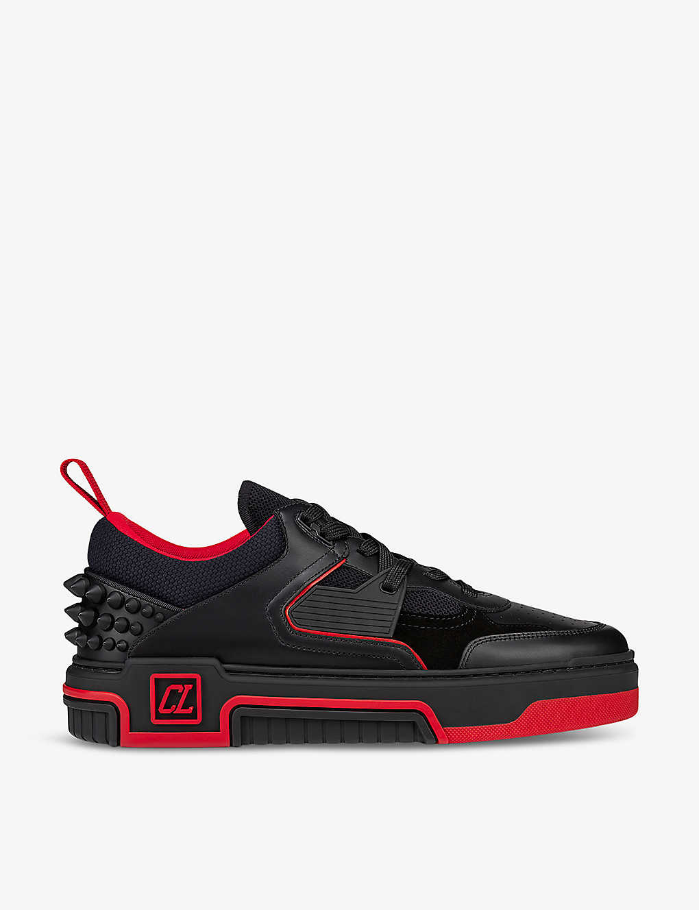 Shop Christian Louboutin Men's Astroloubi Leather Low-top Trainers In Black