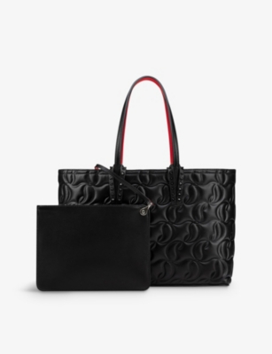 Shop Christian Louboutin Cabata Logo-embossed Small Leather Tote Bag In Black