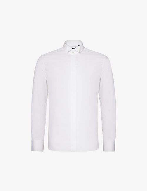 CORNELIANI: Wing-collar regular-fit cotton shirt