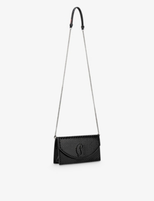 Shop Christian Louboutin Loubi54 Leather Clutch Bag In Black