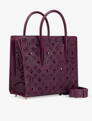 Shop Christian Louboutin Womens Merlot Paloma Leather Tote Bag