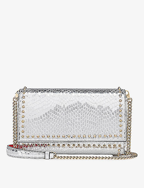 CHRISTIAN LOUBOUTIN: Paloma snake-embossed leather clutch bag