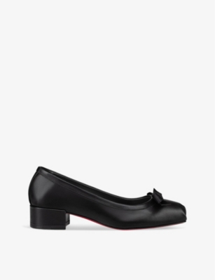 Christian Louboutin Mamaflirt 30 Bow-detailed Patent-leather Pumps In Black