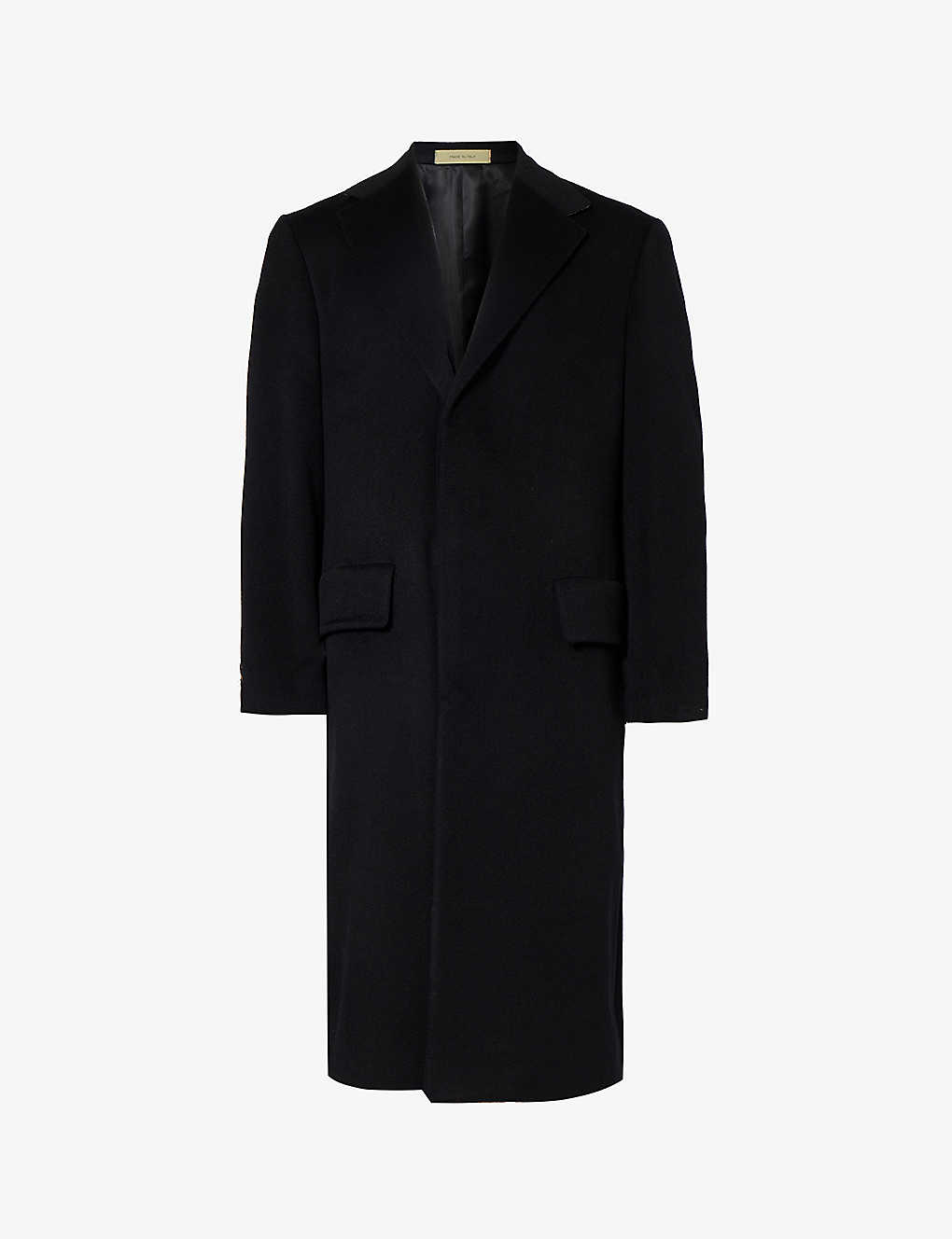 Corneliani Mens Black Single-breasted Notched-lapel Regular-fit Cashmere Coat