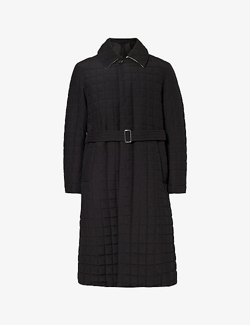 CORNELIANI: Detachable-belt quilted relaxed-fit woven coat