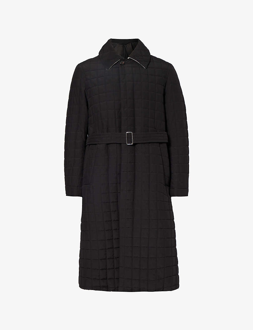 Corneliani Mens Black Detachable-belt Quilted Relaxed-fit Woven Coat