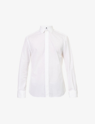 CORNELIANI: Spread-collar regular-fit cotton-poplin shirt