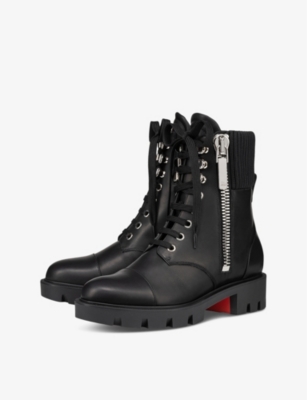 Shop Christian Louboutin Womens Black En Hiver Lug Leather Boots