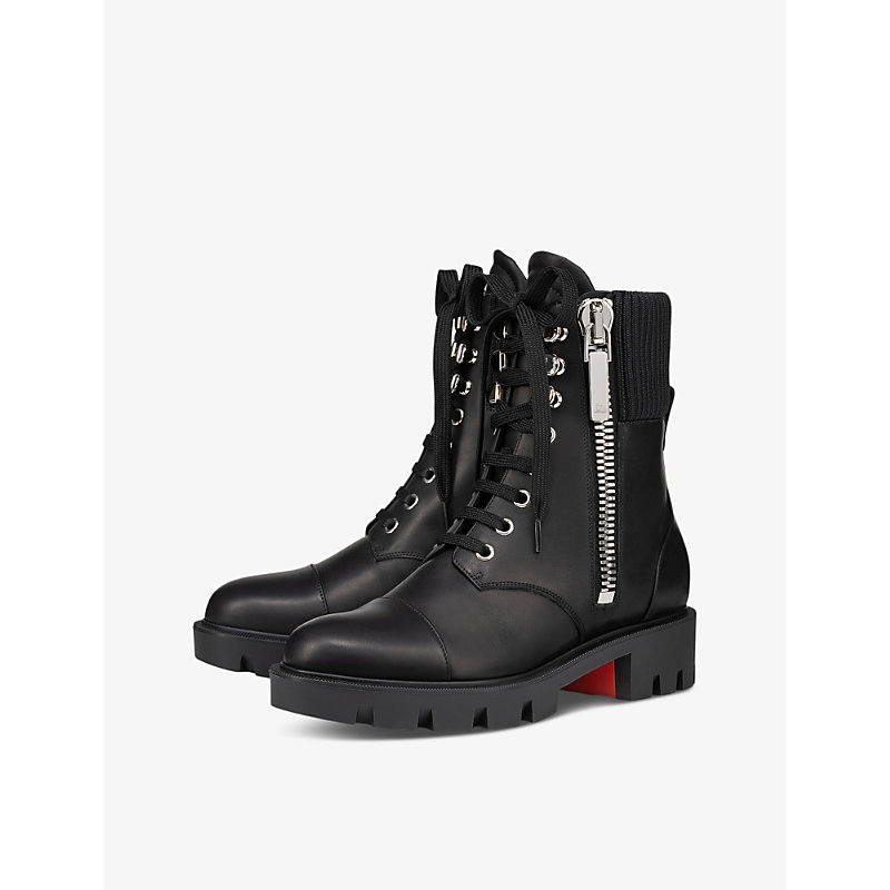 Shop Christian Louboutin En Hiver Lug Leather Boots In Black