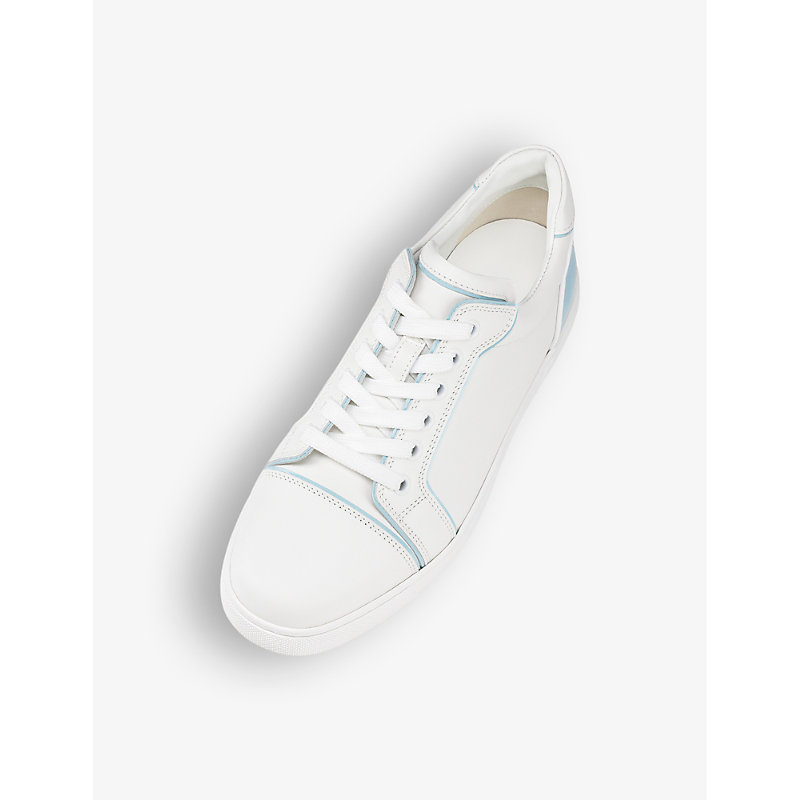 Shop Christian Louboutin Fun Vieira Brand-embellished Leather Low-top Trainers In Mineral