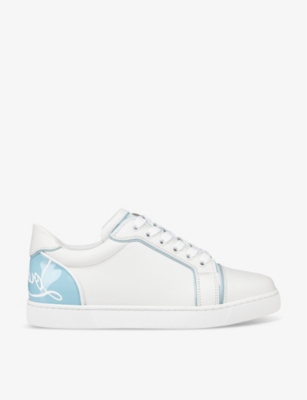 Shop Christian Louboutin Women's Mineral Fun Vieira Brand-embellished Leather Low-top Trainers