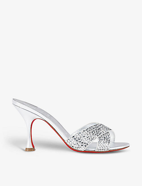 CHRISTIAN LOUBOUTIN: Mariza 85 crystal-embellished suede heeled mules