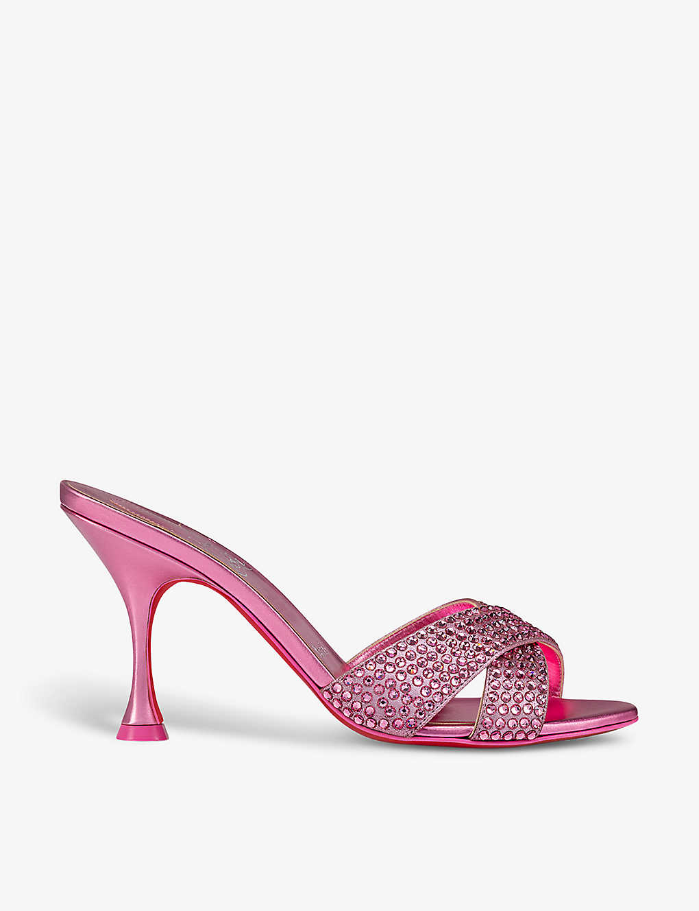 Shop Christian Louboutin Mariza 85 Crystal-embellished Suede Heeled Mules In Pink