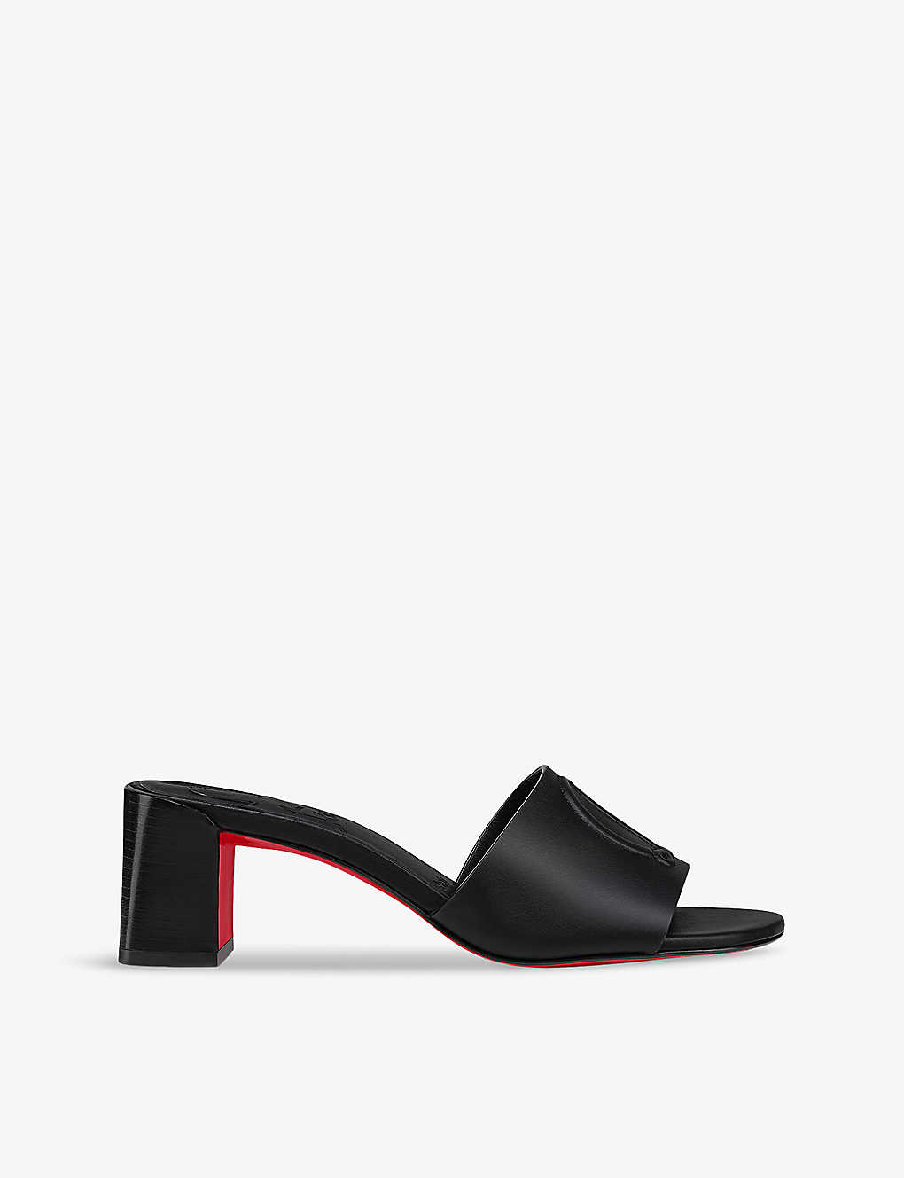 Shop Christian Louboutin Women's Black So Cl 55 Leather Heeled Mules