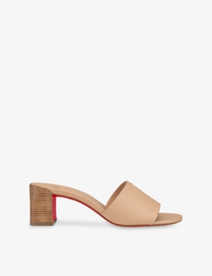 Christian Louboutin Womens  So Cl 55 Leather Heeled Mules In Leche
