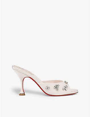 CHRISTIAN LOUBOUTIN: Degraqueen 85 crystal-embellished satin heeled mules