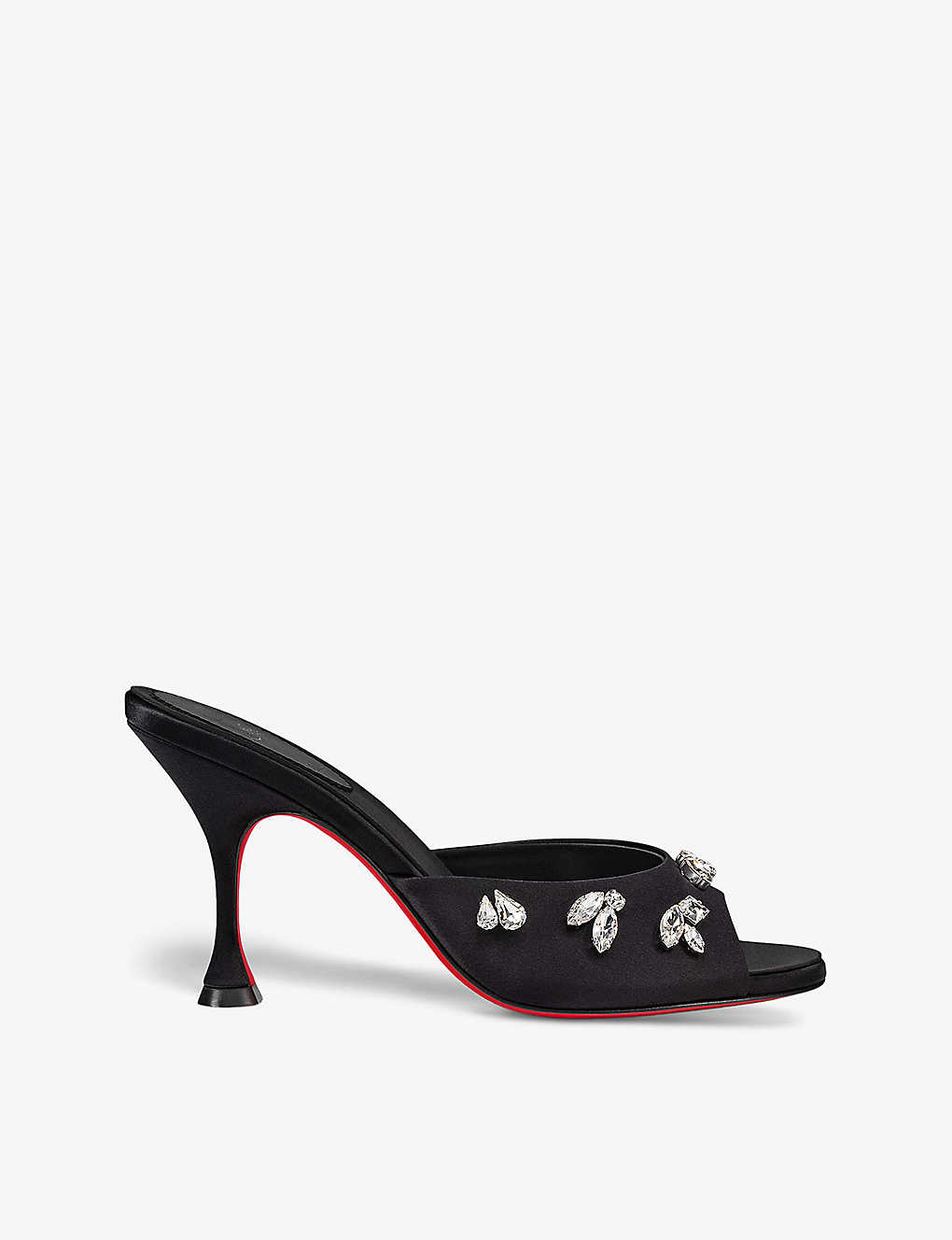 Shop Christian Louboutin Degraqueen 85 Crystal-embellished Satin Heeled Mules In Black