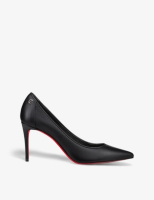 Shop Christian Louboutin Women's Black Sporty Kate 85 Leather Heeled Courts