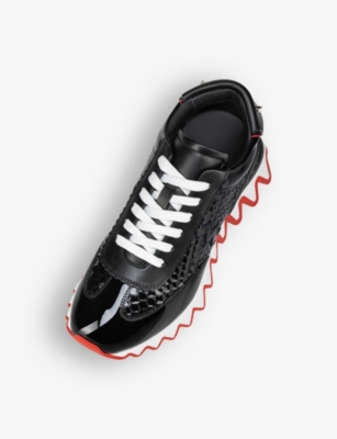 Shop Christian Louboutin Women's Black Loubishark Donna Leather Mid-top Trainers