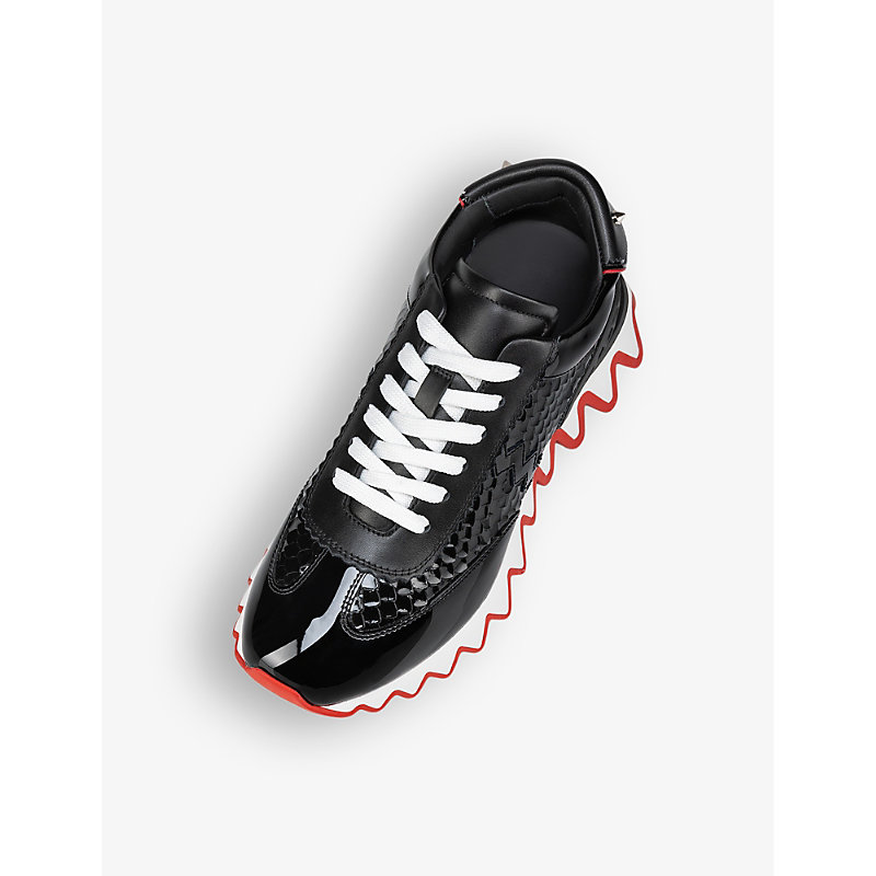 Shop Christian Louboutin Loubishark Donna Leather Mid-top Trainers In Black