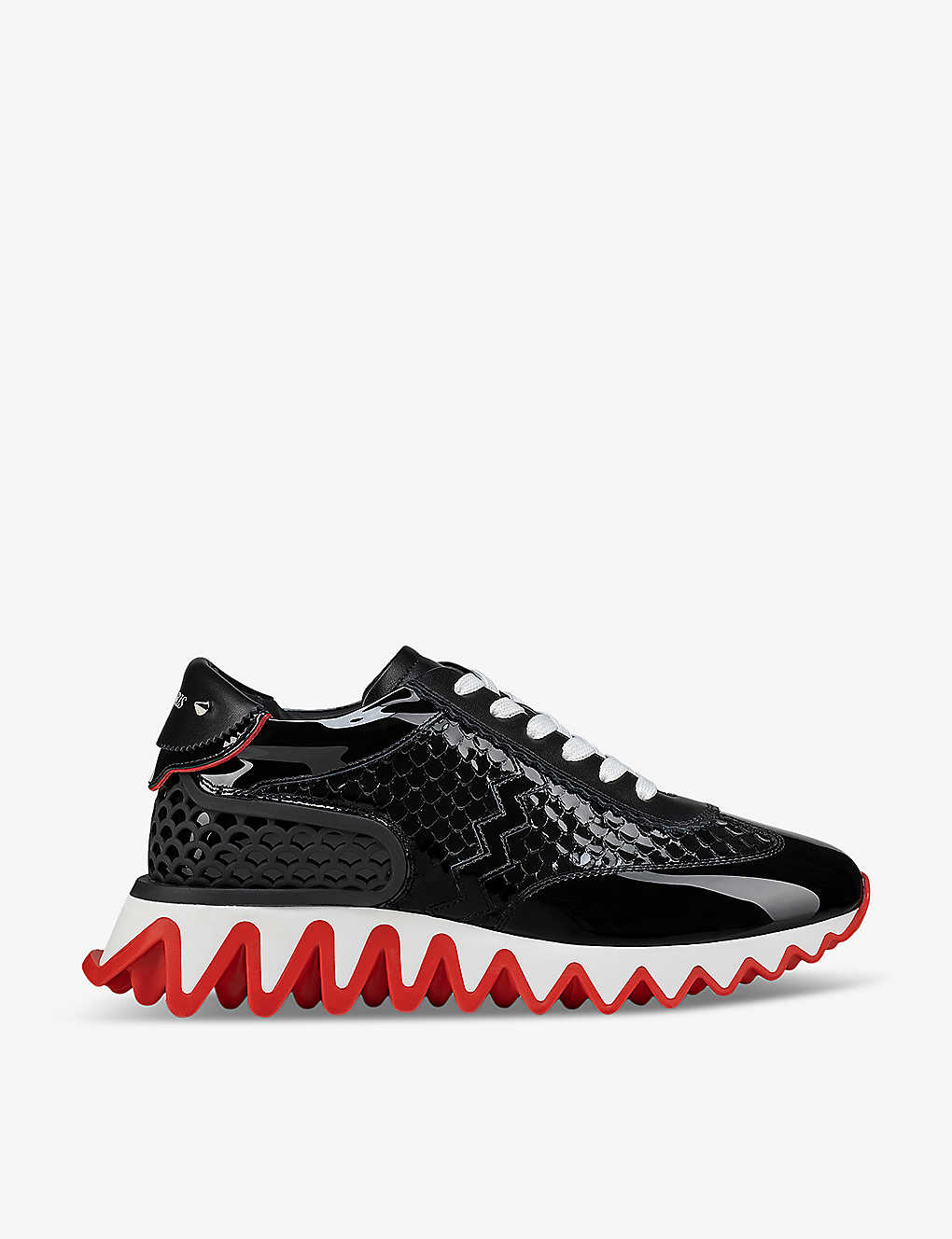Shop Christian Louboutin Women's Black Loubishark Donna Leather Mid-top Trainers