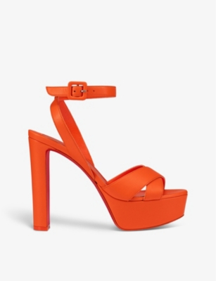 Shop Christian Louboutin Womens Vitamine Supramariza 130 Leather Heeled Sandals In Orange