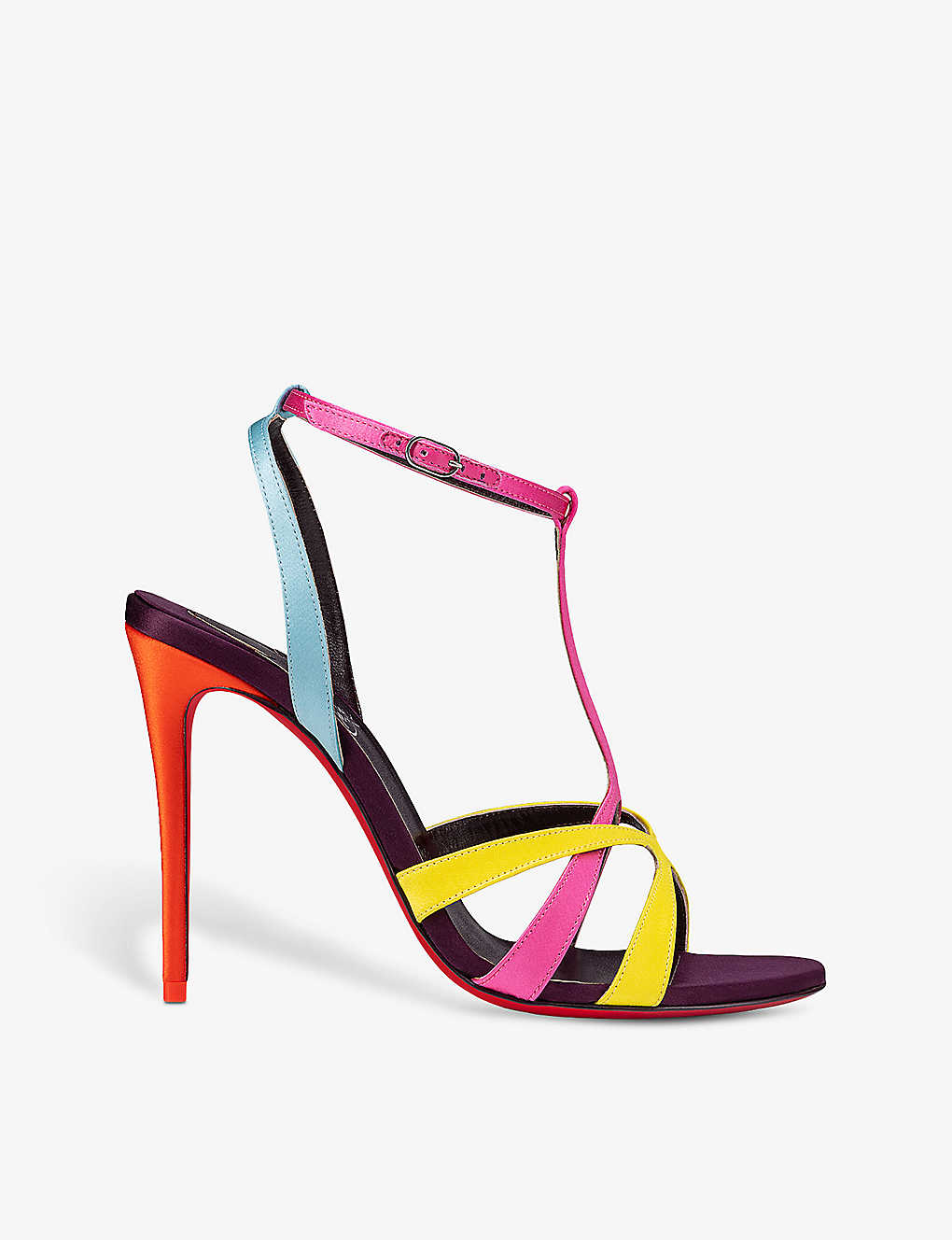 Shop Christian Louboutin Womens Multi Tangueva 100 Patterned Satin Heeled Sandals In Multi-coloured
