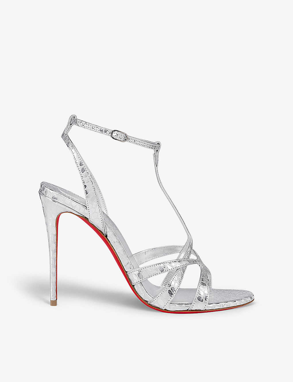 Shop Christian Louboutin Tangueva 100 Leather Heeled Sandals In Silver