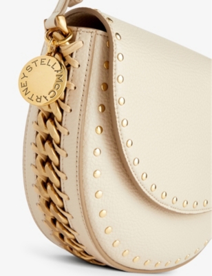 Shop Stella Mccartney Women's Cream Stud Vegan-leather Shoulder Bag