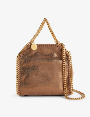 Stella Mccartney Falabella Mini Woven Cross-body Bag In Brown