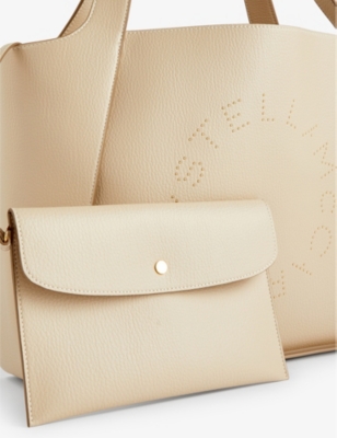 Shop Stella Mccartney Womens Cream Stud Vegan-leather Tote Bag