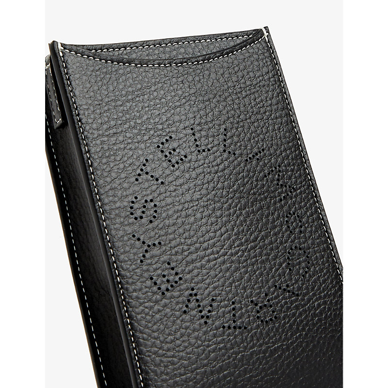 Shop Stella Mccartney Womens Black Logo-pattern Vegan-leather Cross-body Bag