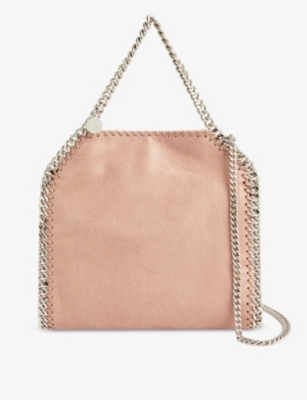 Shop Stella Mccartney Falabella Mini Woven Cross-body Bag In Pink
