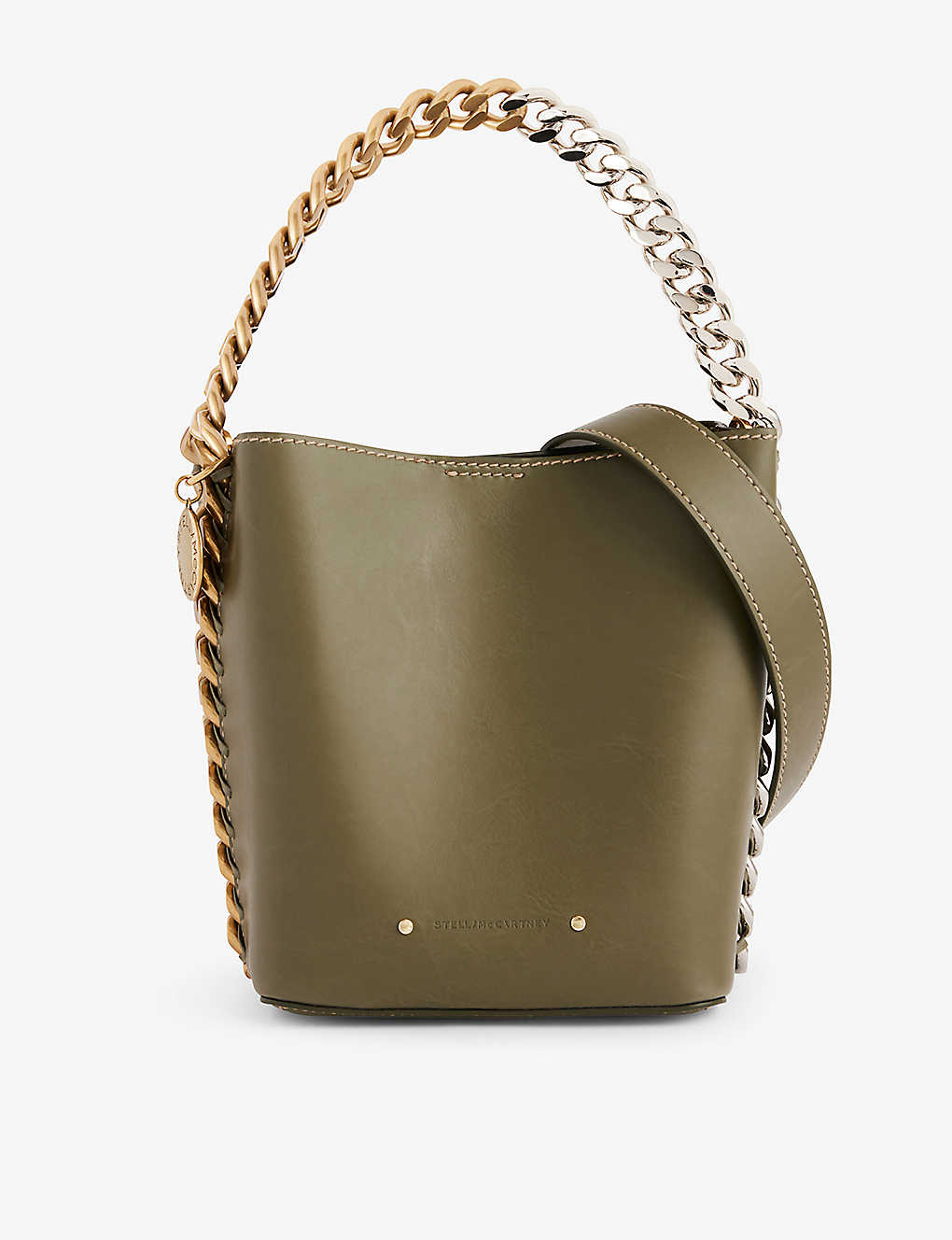 Stella Mccartney Military Green Stud-embellished Faux-leather Cross-body Bag