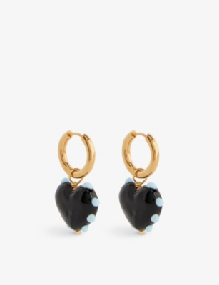 SANDRALEXANDRA: Milagros Heart 18ct yellow gold-plated brass and glass earrings