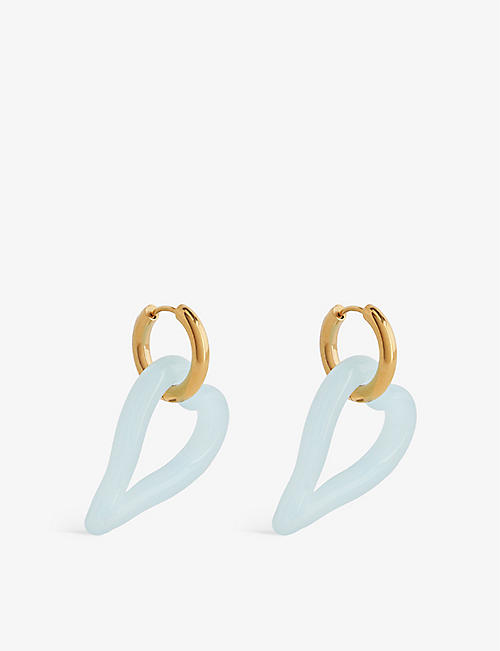 SANDRALEXANDRA: Heart of Glass 18ct yellow gold-plated brass and glass earrings