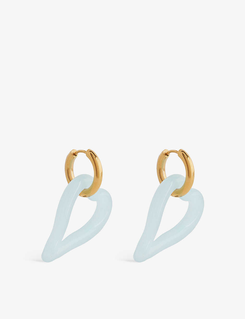 Sandralexandra Womens Cloudy Blue Heart Of Glass 18ct Yellow Gold-plated Brass And Glass Earrings