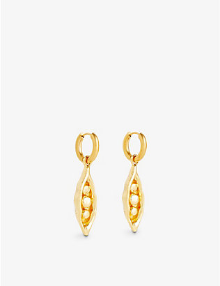 SANDRALEXANDRA: Pea In Pod 18ct yellow-gold plated brass earrings