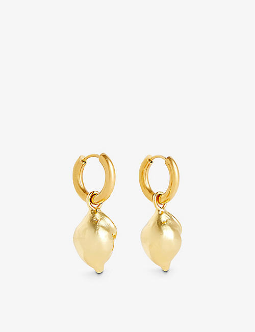 SANDRALEXANDRA: Lemon 18ct yellow-gold plated brass drop earrings
