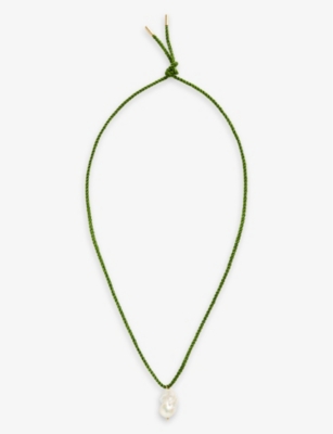 SANDRALEXANDRA: Baroque pearl and silk cord pendant necklace