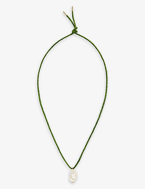 SANDRALEXANDRA: Baroque pearl and silk cord pendant necklace