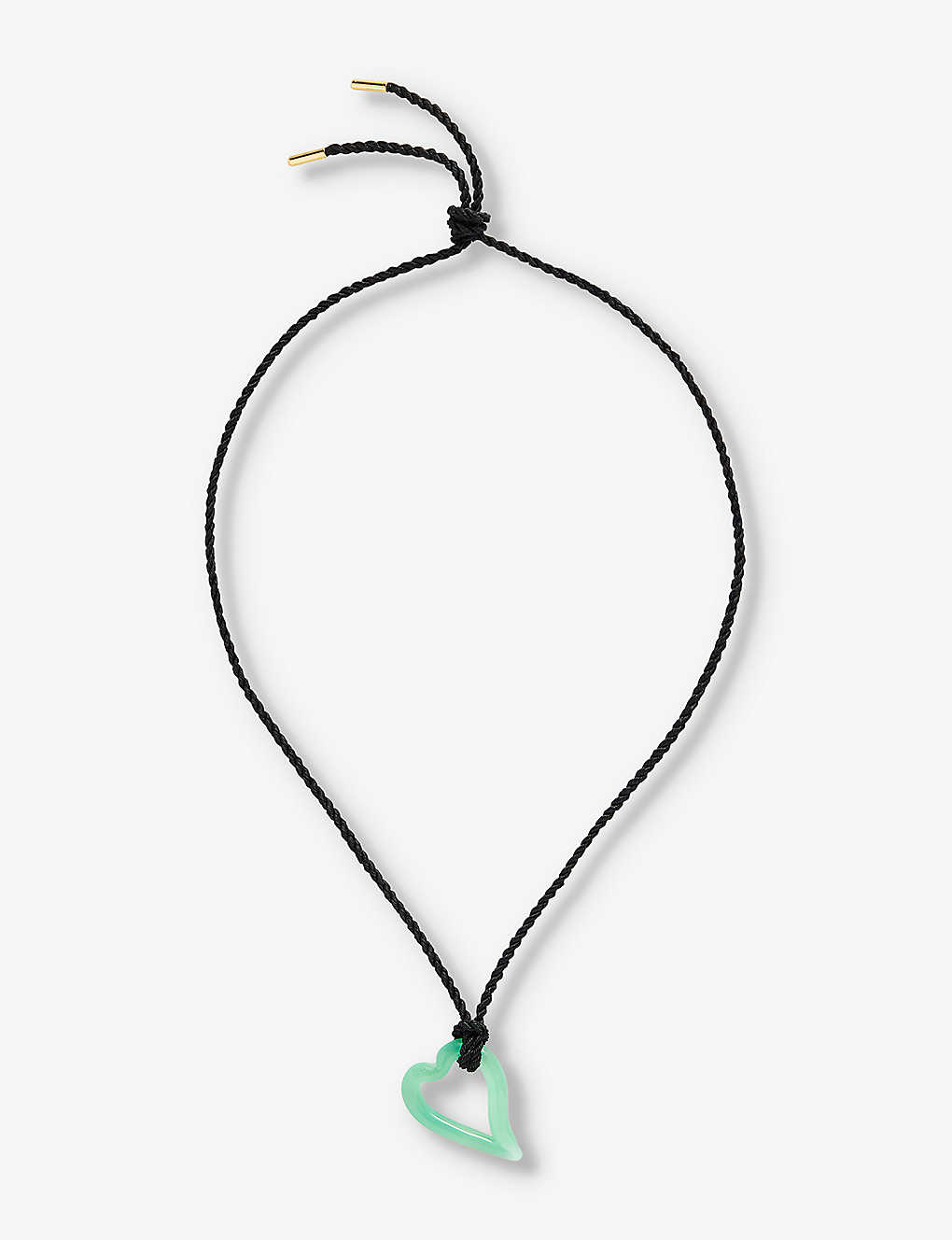 Sandralexandra Heart Of Glass Silk Cord And Glass Pendant Necklace In Jade Green/black Cord