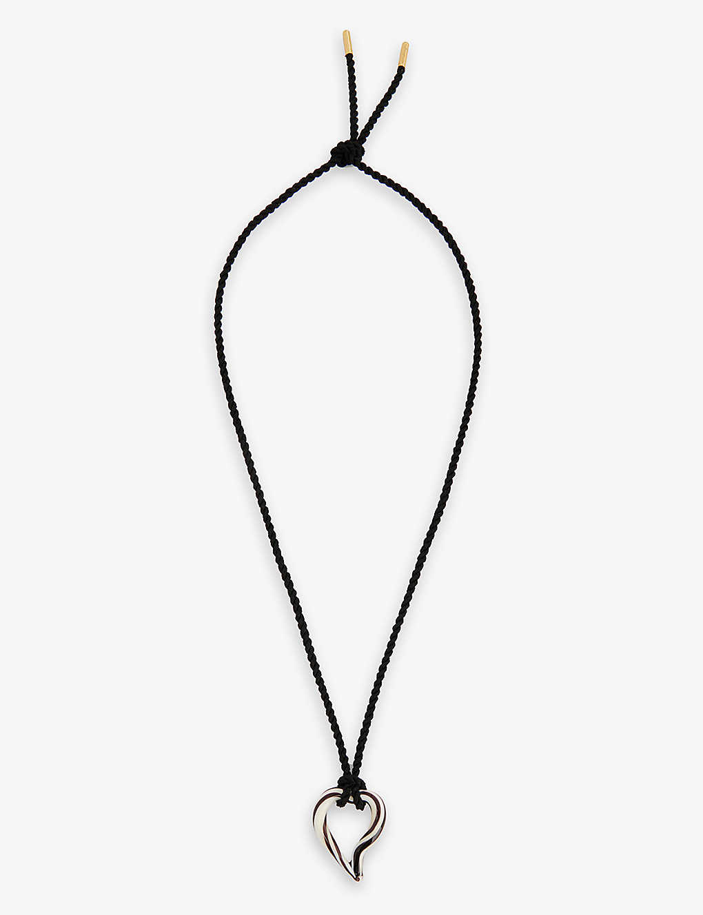 Sandralexandra Heart Of Glass Silk Cord And Glass Pendant Necklace In Striped Ivory/black