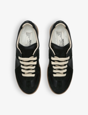 Maison Margiela Two-tone Leather And Suede Replica Sneakers In Black
