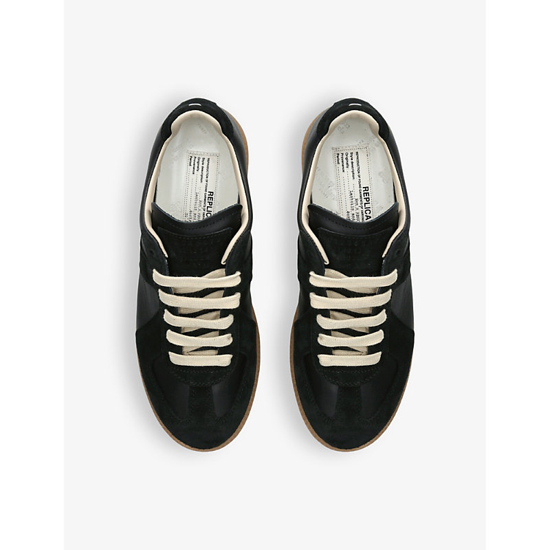Shop Maison Margiela Replica Leather Low-top Trainers In Black