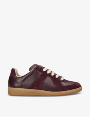 Shop Maison Margiela Women's Wine Replica Leather Low-top Trainers